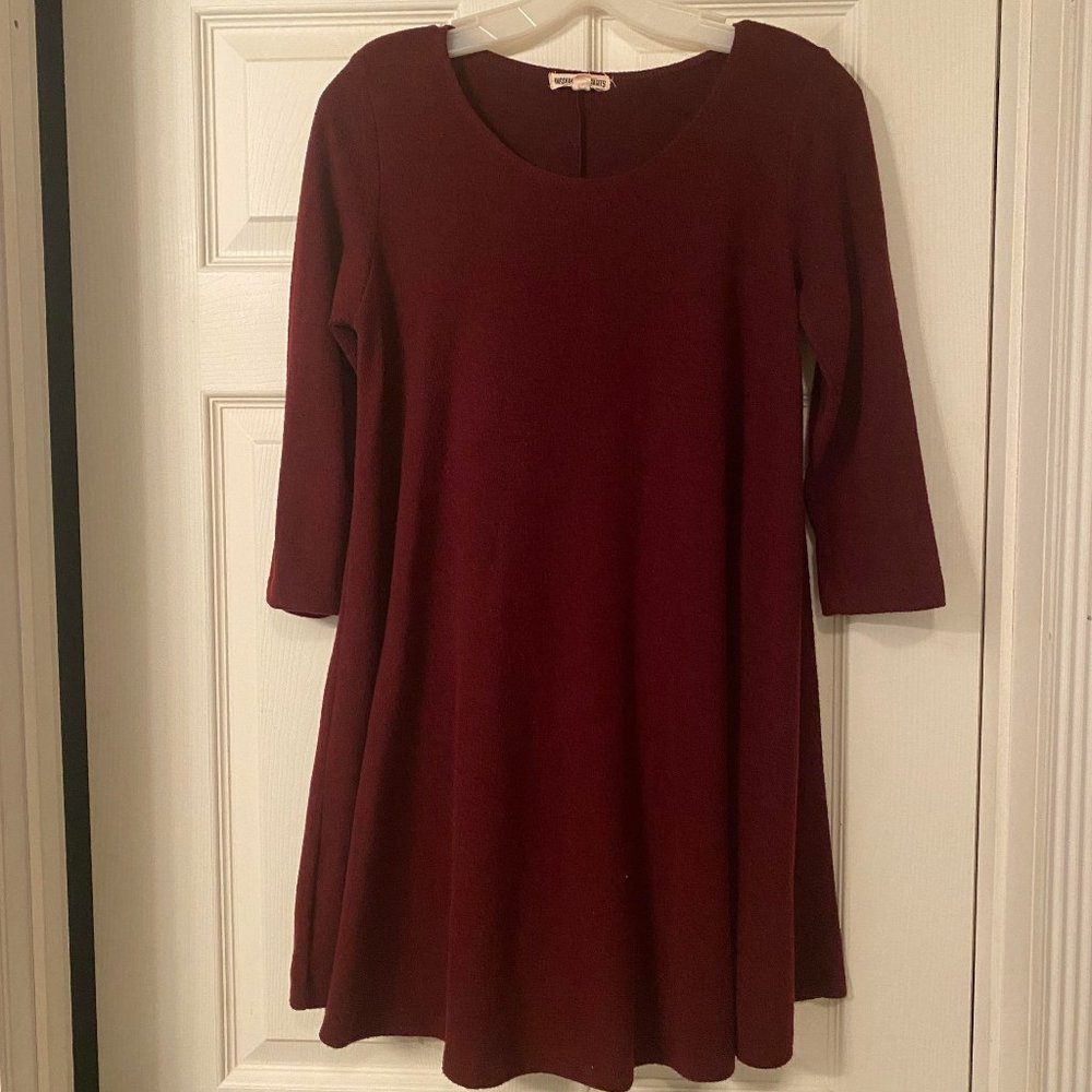 Maroon 3/4 Sleeve Dress